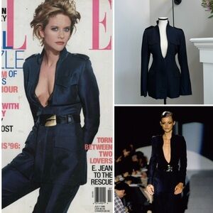 Vintage Gucci By Tom Ford Navy Runway Jacket Size IT 42
